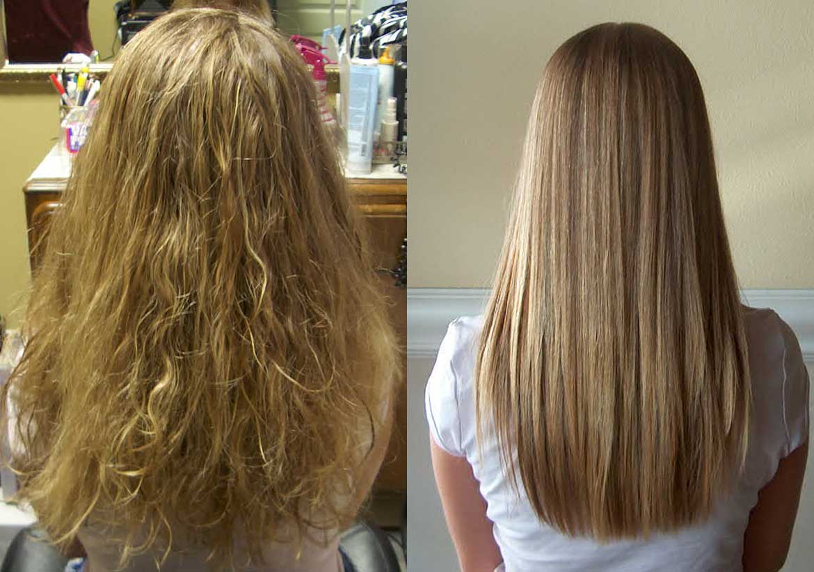 Hair Brush Straightener Before and After